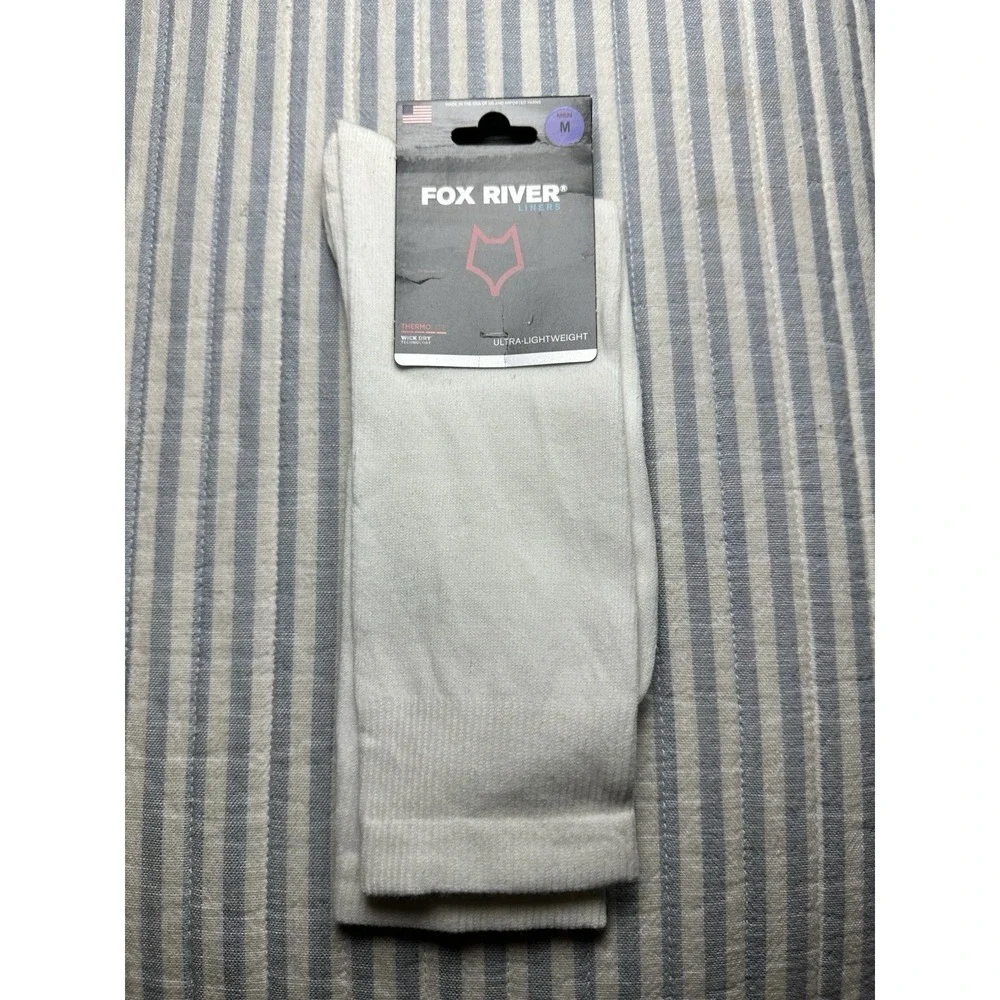 Fox River Thermolite Liner Socks Ultra-Lightweight Wick Dry White Men's M NWT‎
